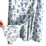 No Brand White/Navy Floral Print Puff Sleeves with Front Tie and Front Slit Maxi Dress- Size XL