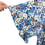 GiGiO Cream/Tan/Blue Floral Front Tie Ruffle Sleeve Dress- Size M