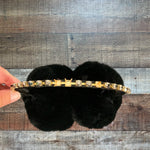 No Brand Women’s Black Faux Fur Studded Earmuffs (see notes)