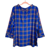 Talbot's Blue Plaid Collared Blouse NWT- Size XL