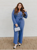 J.Crew Periwinkle Cashmere Tie-Waist Jumpsuit - Size L (See Notes)