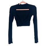 Alo Black Ribbed Mock Neck Back Cutout Long Sleeve Top- Size ~S (no size tag, fits like S)