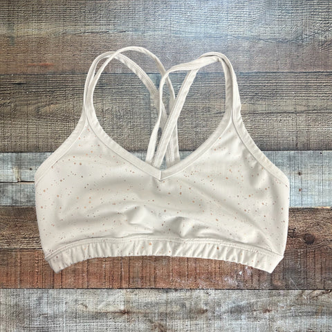 Beyond Yoga White Gold Speckled Sports Bra- Size S