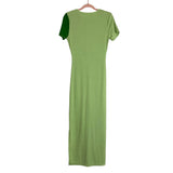 No Brand Green Color Block Ribbed Cutout Slit Dress- Size L