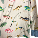 Caden Lane Beige Fishing Print Two Piece Pajamas- Size 3T (see notes, sold as a set)