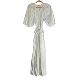 Madewell White Button Front Puff Sleeve Belted Dress- Size M