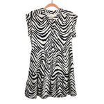 Marie Oliver Off White/Navy Stripe Pattern Hidden Button Front Dress- Size XS (see notes)