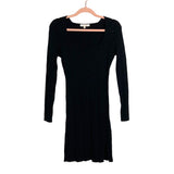 WAYF Black Ribbed Square Neck Sweater Dress- Size M