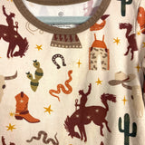 Caden Lane Tan Cowboy Print Two Piece Pajamas- Size 3T (see notes, sold as a set)