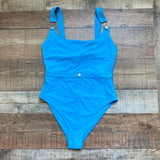 Ookioh Blue Overall Style Exposed Back One Piece NWT- Size L