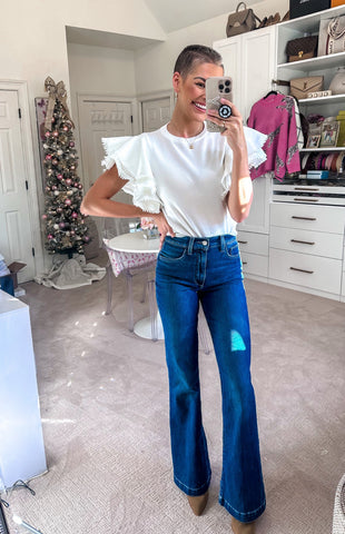 Strut & Bolt White Ruffle Sleeve Top - Size S (See Notes)