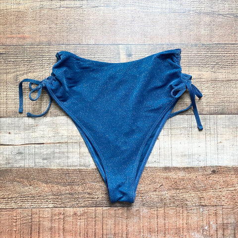 Abercrombie & Fitch Blue Glitter Cheeky Side Tie Bikini Bottoms NWT- Size S (we have matching top)