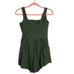 Your Personal Best Olive with Waist Pull Cord Padded Tank Romper- Size S