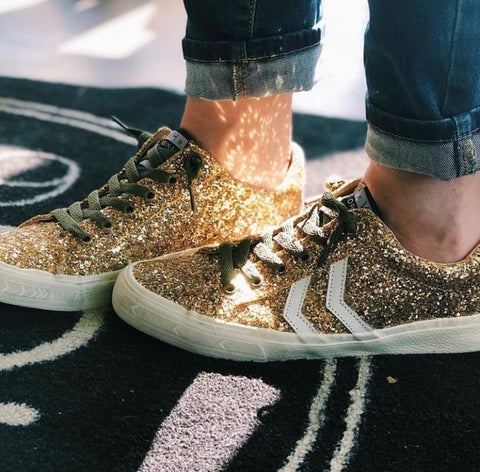 Vintage Havana Gold Glitter Sneakers- Size ~7.5 (see notes)