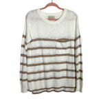 Becool White/Mocha Striped Tunic Sweater- Size S/M