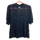 No Brand Black Lace Mock Neck with Black Cami Lining Top- Size S
