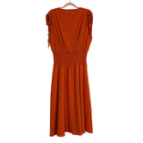 No Brand Brick Tie Cinched Sleeves with Smocked Waist Dress- Size L