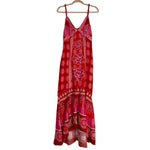 Farm Rio Red and Pink V-Neck Hi/Low Asymmetrical Hem Dress- Size S