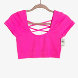 Aerie Hot Pink Ribbed with Back Criss Cross Straps Cropped Top NWT- Size L