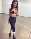 The Upside Black Drawstring Leggings with Colorblock Hem- Size 4 (Inseam 25")