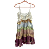 STORIA Metallic Color Block Ruffle Tiered Dress- Size M (see notes)