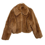 Abercrombie & Fitch Light Brown Faux Fur Jacket - Size L