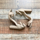 Heart in D Tan Faux Leather Heeled Sandals- Size 7 (see notes)