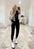 Fashion Black Puffer Drawstring Hem Vest- Size M