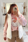 Gildan Pink Retro Santa Sweatshirt- Size L (see notes)