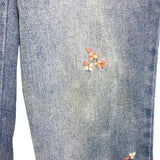 Cat & Jack Embroidered Pink/White Flowers High Rise Straight Jeans-Size 8Y (see notes)