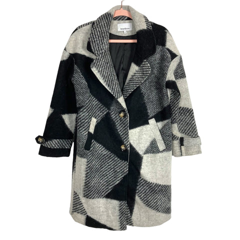 Heartloom Black/White/Grey Wool Blend Button Front Jacket- Size S