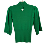 Catherine Malandrino Vintage Green 100% Cashmere Mock Neck with Front and Back Cut Out Sweater- Size S