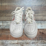 Pre-Owned Nike Air Force 1 White Pink Printed Sneakers- Size 8