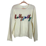 Le Lis Cream Holly Jolly Glitter Tinsel Sweater - Size L
