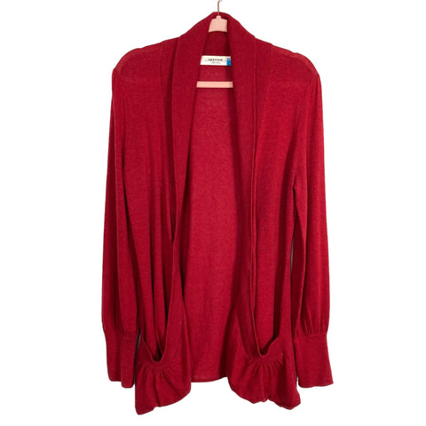 Sparrow Red Open Front Cotton/Cashmere Blend Cardigan- Size L