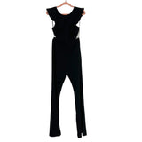 Petal + Pup Black Ruffle with Back and Side Cut Out Yvonne Jumpsuit- Size S