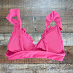 Aerie Pink Ruffle Triangle Swim Top - Size L