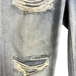 American Eagle Outfitters Light Wash Distressed Ripped Leg Hi-Rise Tomgirl Jeans- Size 00 Short (see notes, Inseam 24”)