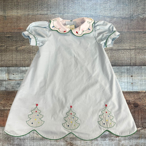 Zuccini Kids Light Blue Christmas Trees/Bulbs Dress - Size 4T (Sold Ou The Saved Collection Zuccini Kids Light Blue Christmas Trees/Bulbs Dress - Size 4T (Sold Ou The Saved Collection