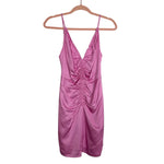 ASTR The Label Pink Peony Satin Ruched Mini Dress - Size XS