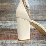 Sam Edelman White Scalloped Strap Heeled Sandals- Size 9.5 (see notes)