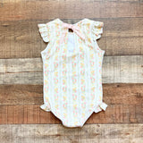 Minnow Citrus and Floral Print with Back Ribbon Tie and Cut Out One Piece- Size 3T/4T (see notes)