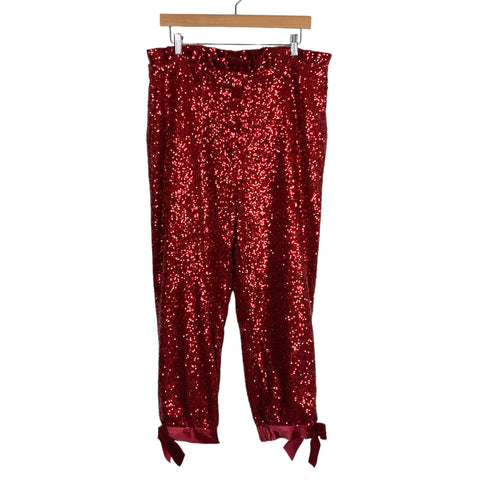 Halogen x Atlantic Pacific Red Sequin Velvet Bow Hem Pants- Size 14 (sold out online, we have matching top)