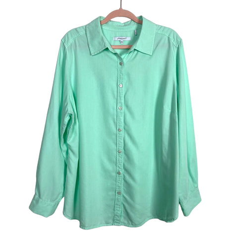 Foxcroft Mint Green Relaxed Fit Button Up- Size 18W