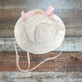 The Beaufort Bonnet Company Pink/White Striped Bow Bucket Hat - Size S