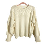 Vestique Cream Floral Knit Sweater- Size S