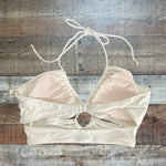 Aerie Bandeau White Cut Out Swim Top NWT - Size L