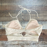 Aerie Bandeau White Cut Out Swim Top NWT - Size L
