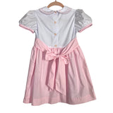 The Beaufort Bonnet Company Pink/White Color Block with Back Tie and Embroidered Collar Dress- Size 8 (see notes)
