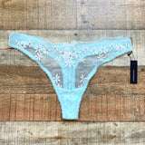 Lounge Light Blue/White/Pink Fleur Balcony Thong NWT- Size L